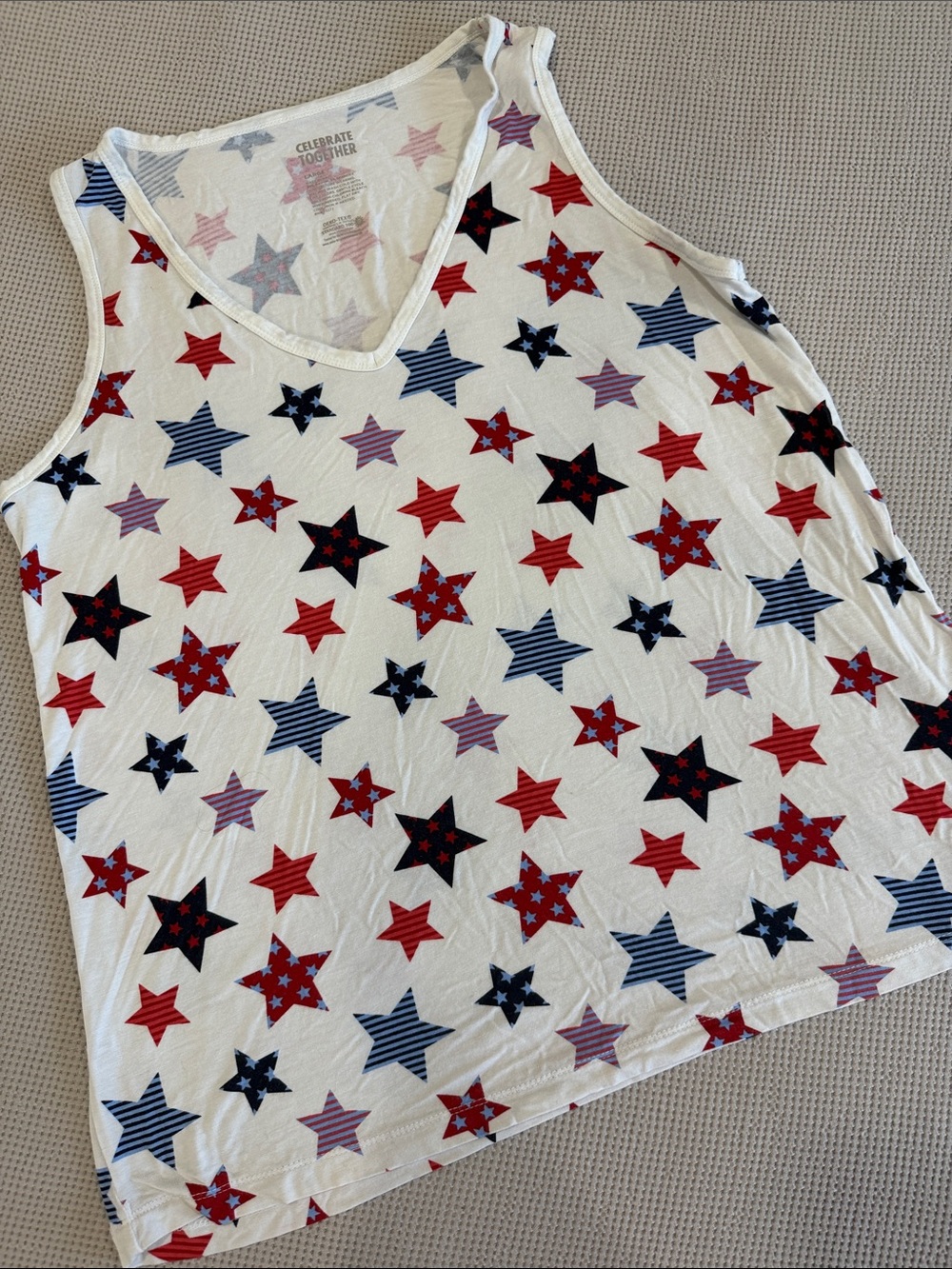 Celebrate Together Girls' White Patriotic Star Tank Top